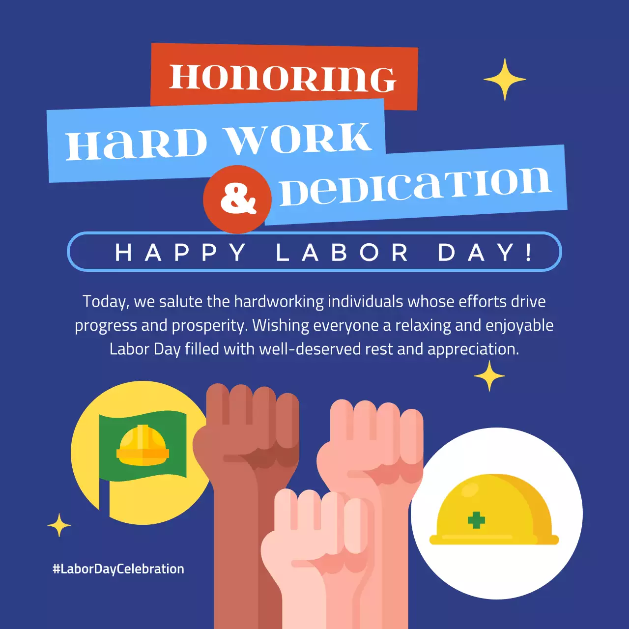 Blue Modern Labor Day Announcement Social Media Post