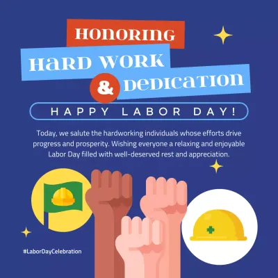 Blue Modern Labor Day Announcement Social Media Post