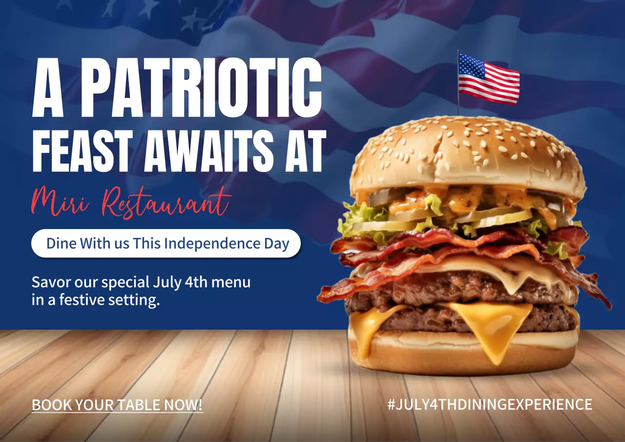 Blue Modern Independence Promotion Poster