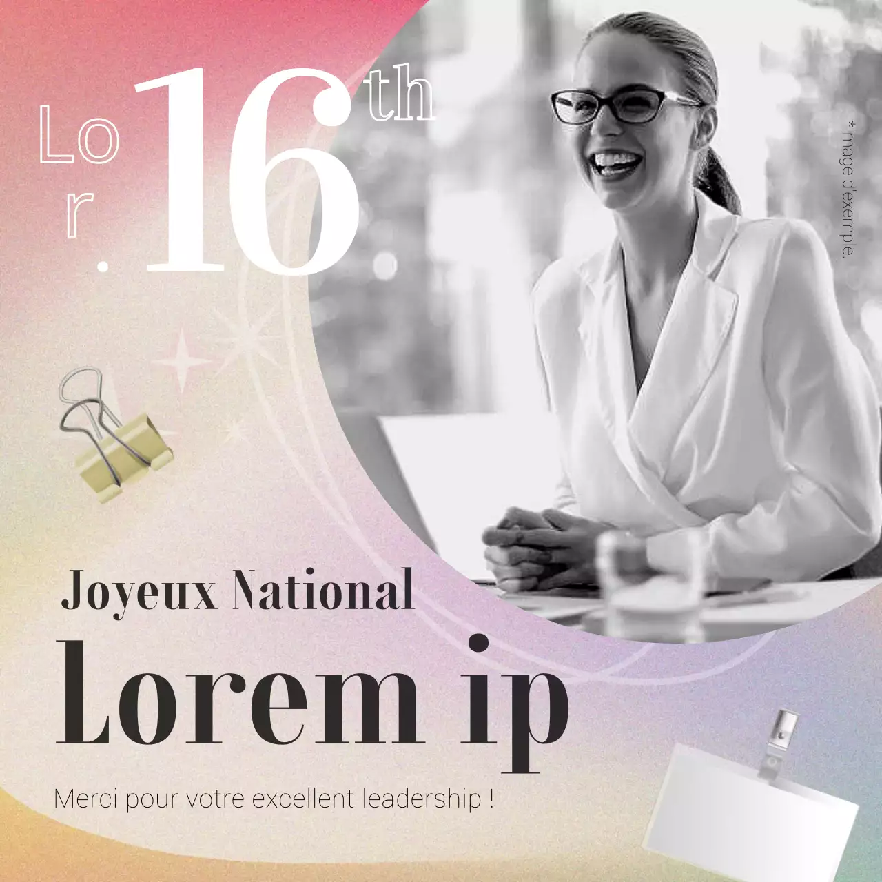 Publicité moderne rose et jaune pour la Journée nationale des patrons