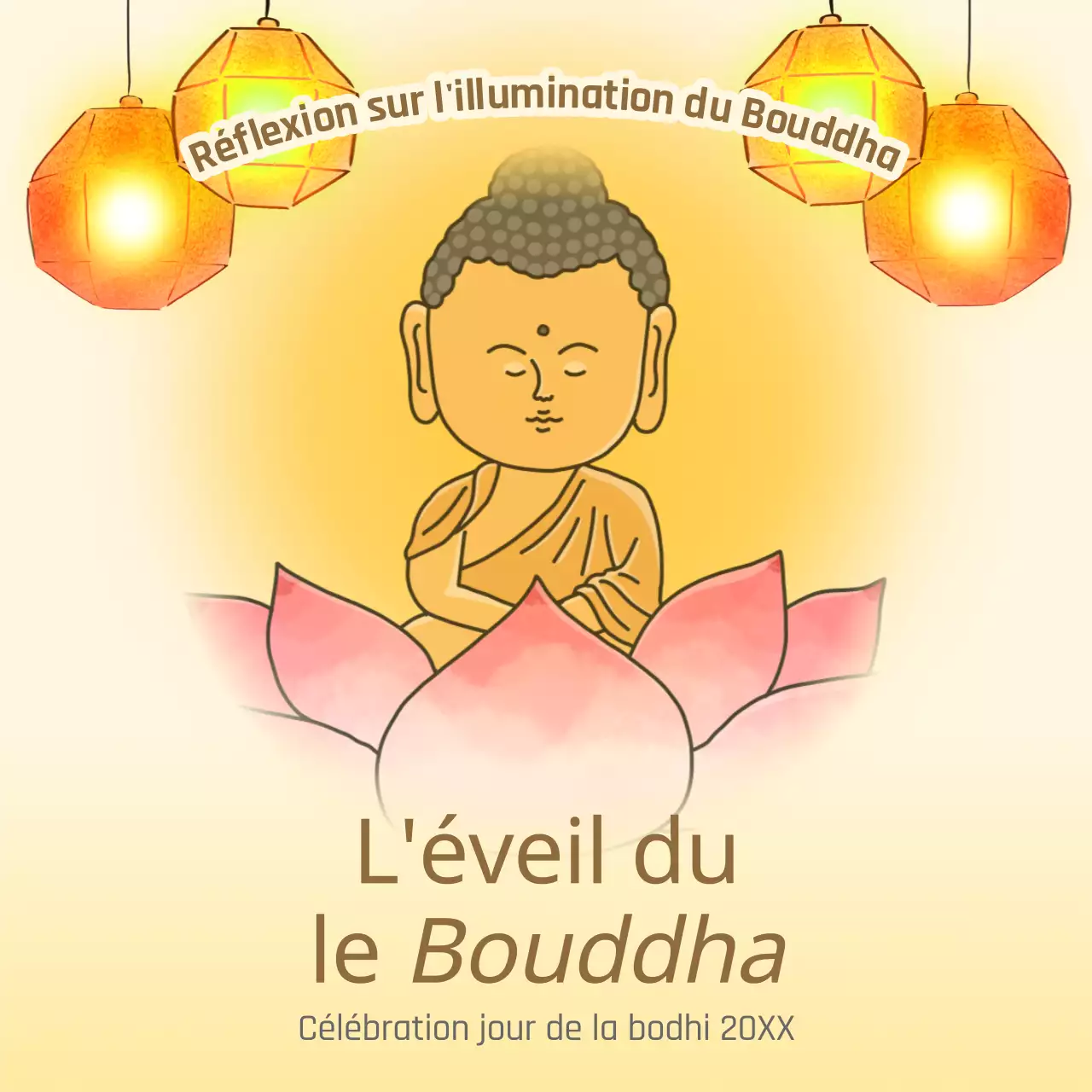 Publicité pour la célébration du Bouddha traditionnel jaune et beige