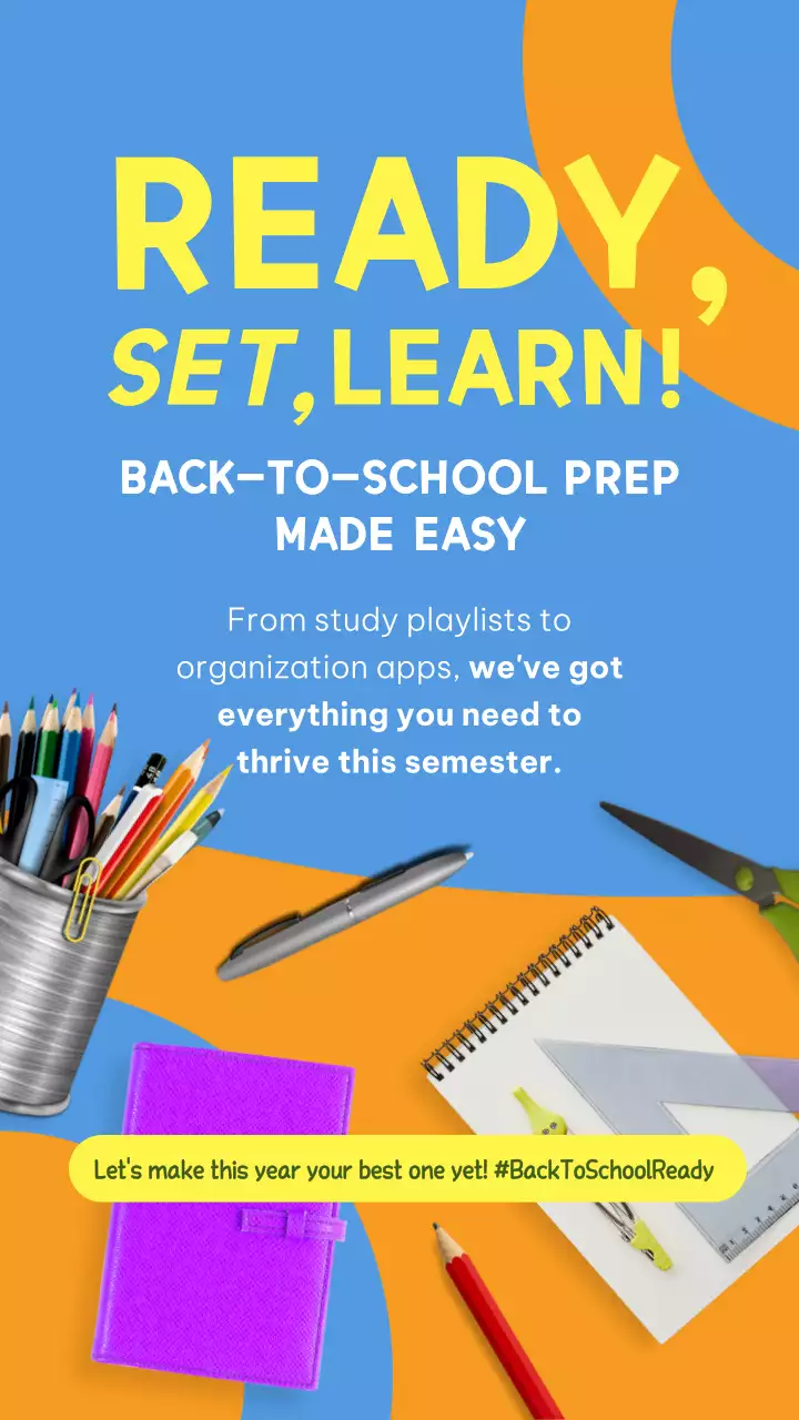 파란색과 주황색의 모던한 신학기 팁 광고