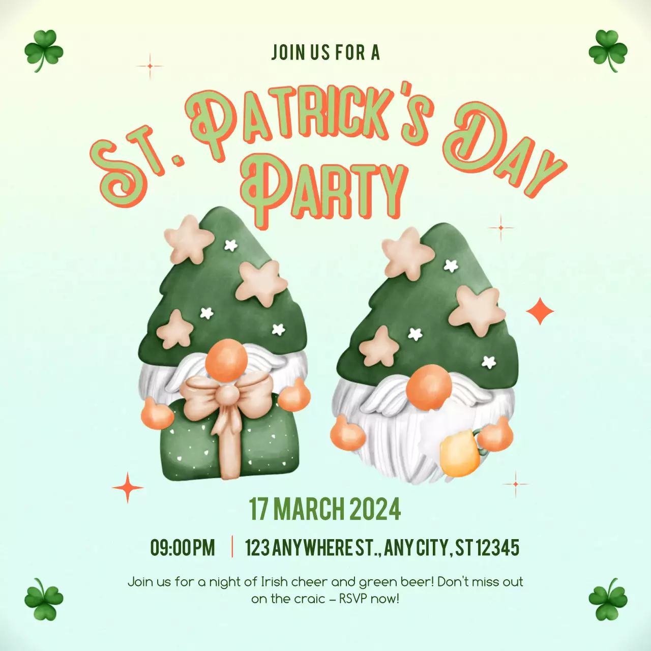 Green Gradient Fantasy St. Patrick Day’s Invitation