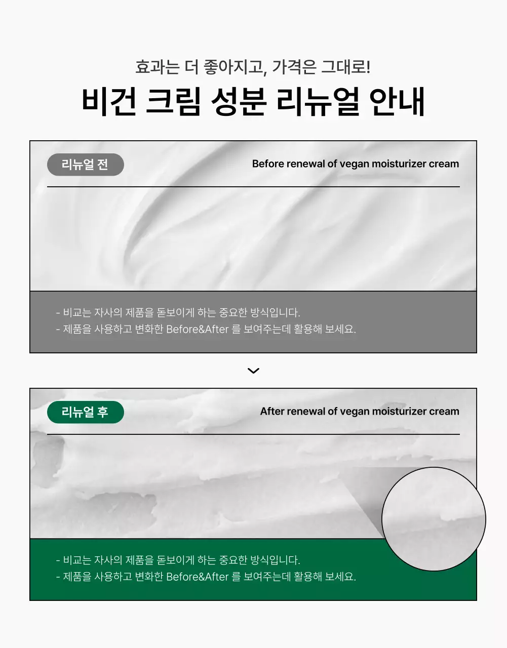 초록색과 흰색의 심플한 천연 화장품 체크포인트 페이지 홍보