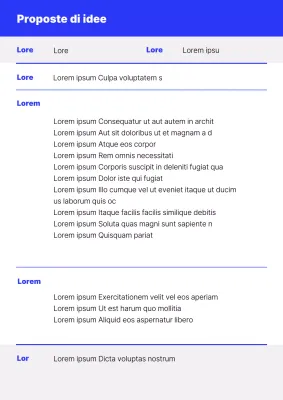 Una semplice proposta di idea progettuale in blu