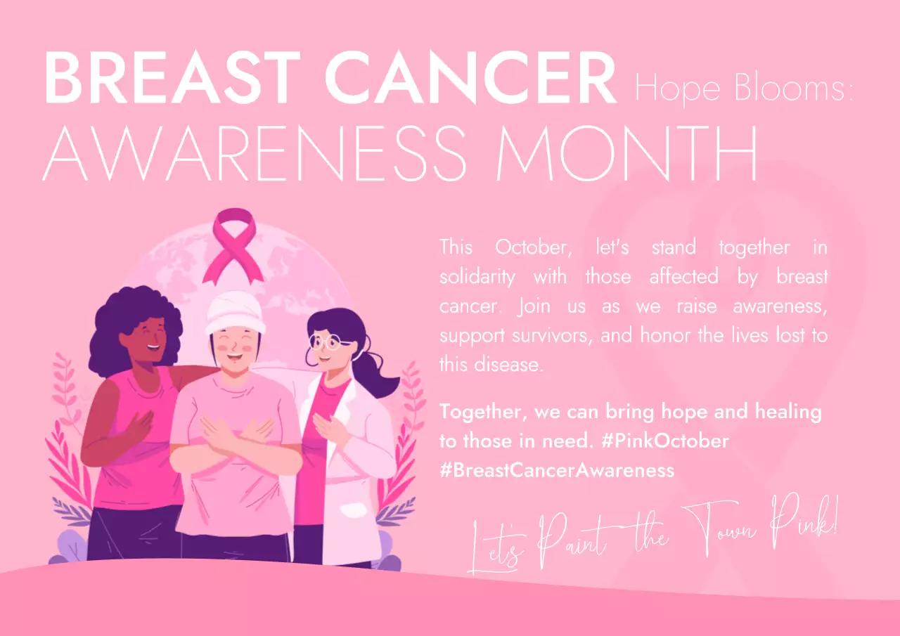 Pink Modern Cancer Awareness Announcement Poster