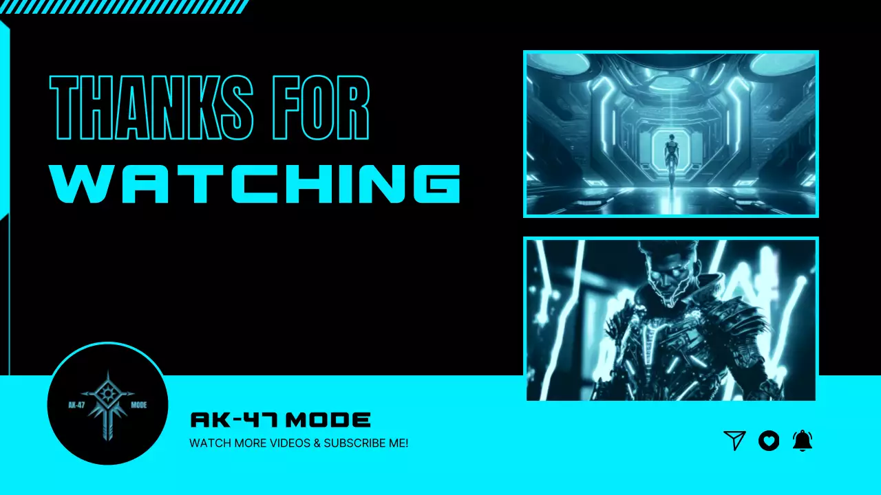 Blue Cyber Video End Screen Layout YouTube Thumbnail