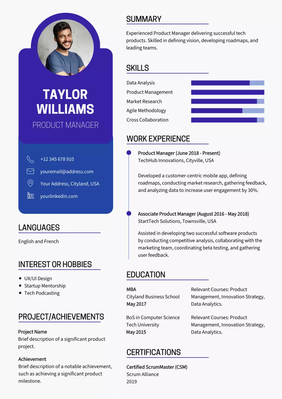 Purple Professional Resume Document