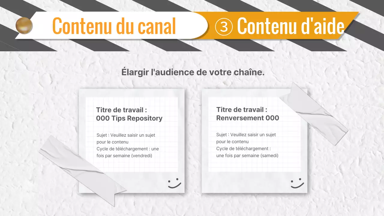 Pitch de planification du contenu vidéo, gris et jaune, à la mode