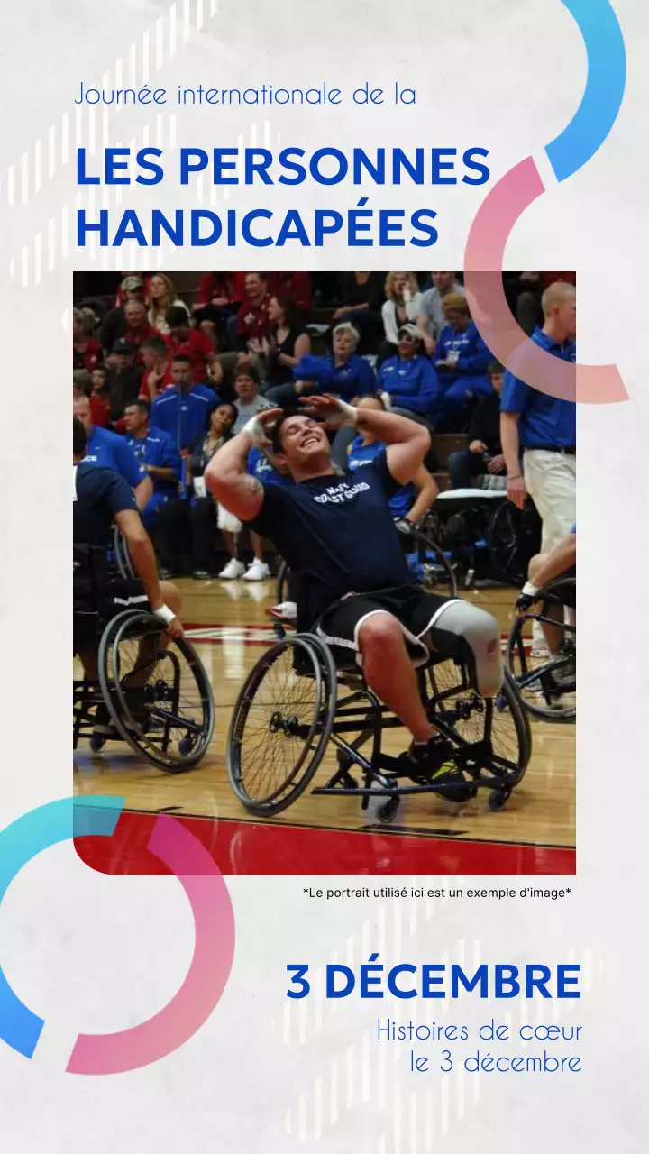 Pubicité grise et bleue simple pour la célébration de la journée du handicap