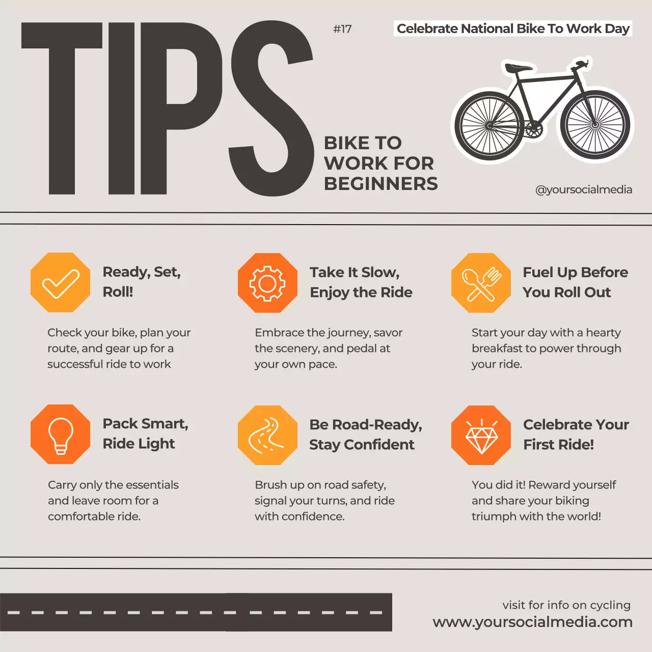 Orange Minimal Bike Guide Social Media Post