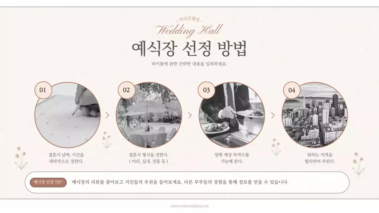 노랑과 흑백의 미니멀한 웨딩 플래너 소개서