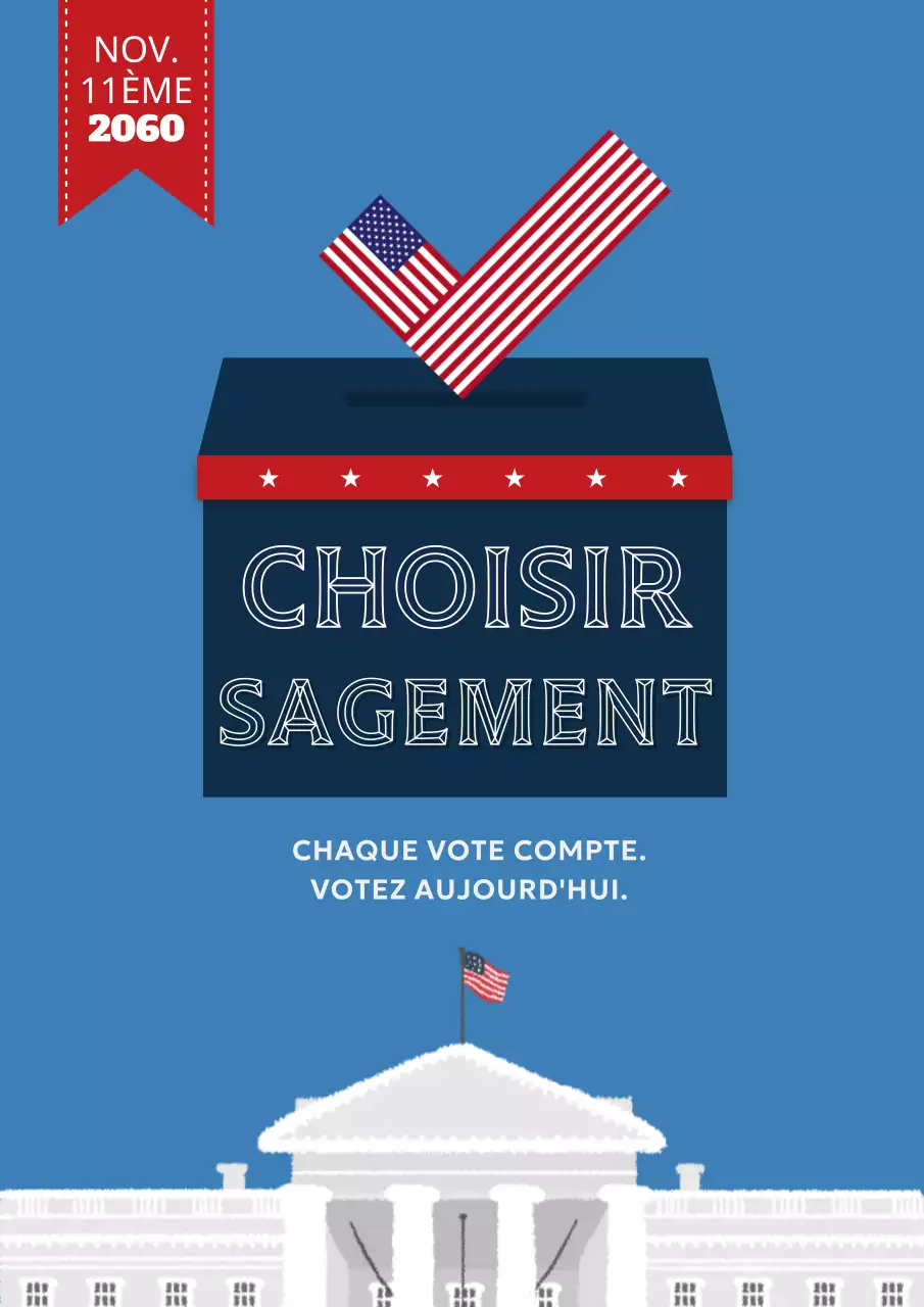 Avis minimal pour le jour de l'élection : bleu ciel et bleu marine