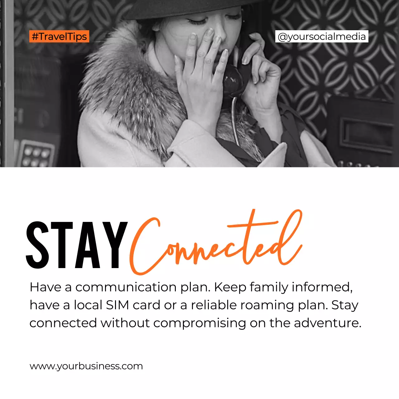 Orange Professional Travel Guide Social Media Post