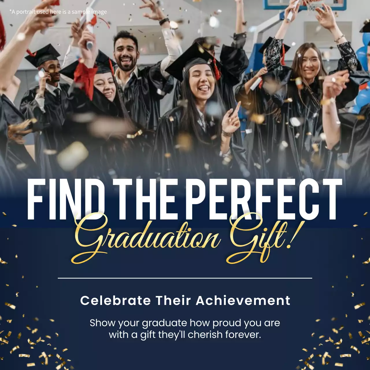 Navy Trendy Graduation Promotion Social Media Post