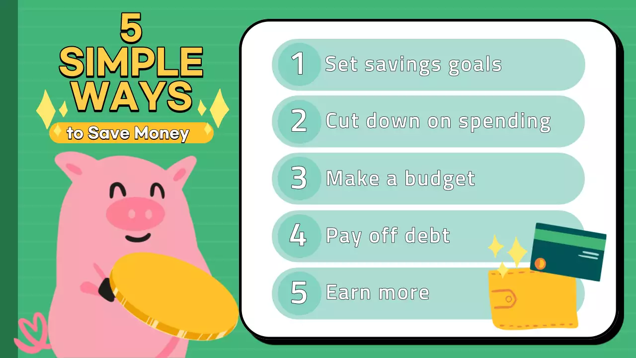 인포그래픽 게시물을 절약하는 5가지 간단한 방법으로 돈 관리하기