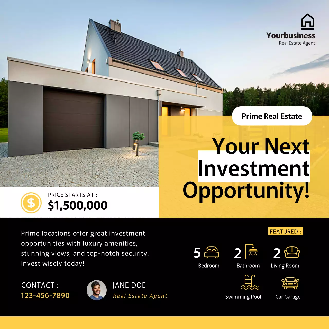 Grey Modern Real Estate Promotion Social Media Post