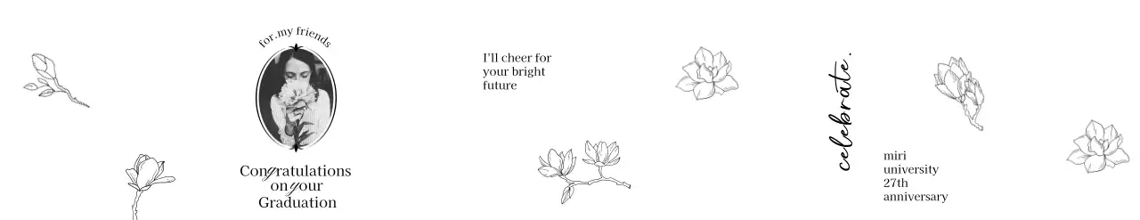 꽃 라인 일러스트와 사진이 있는 고급스러운 느낌의 졸업 기념