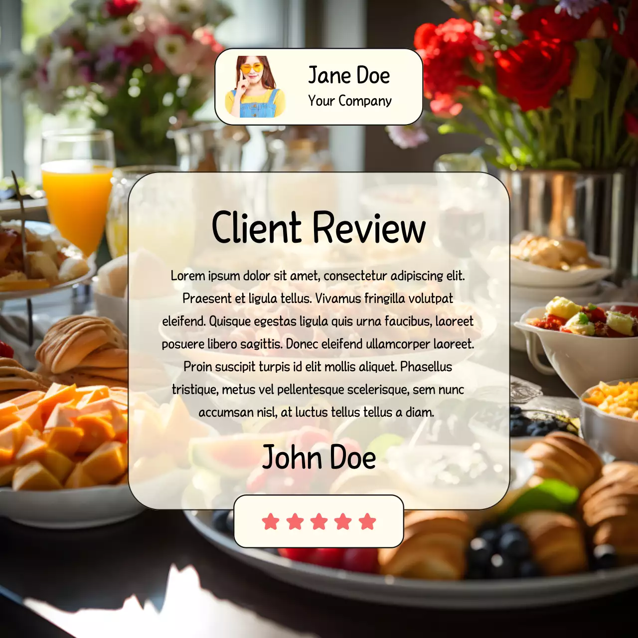 Orange Elegant Food Review Social Media Post