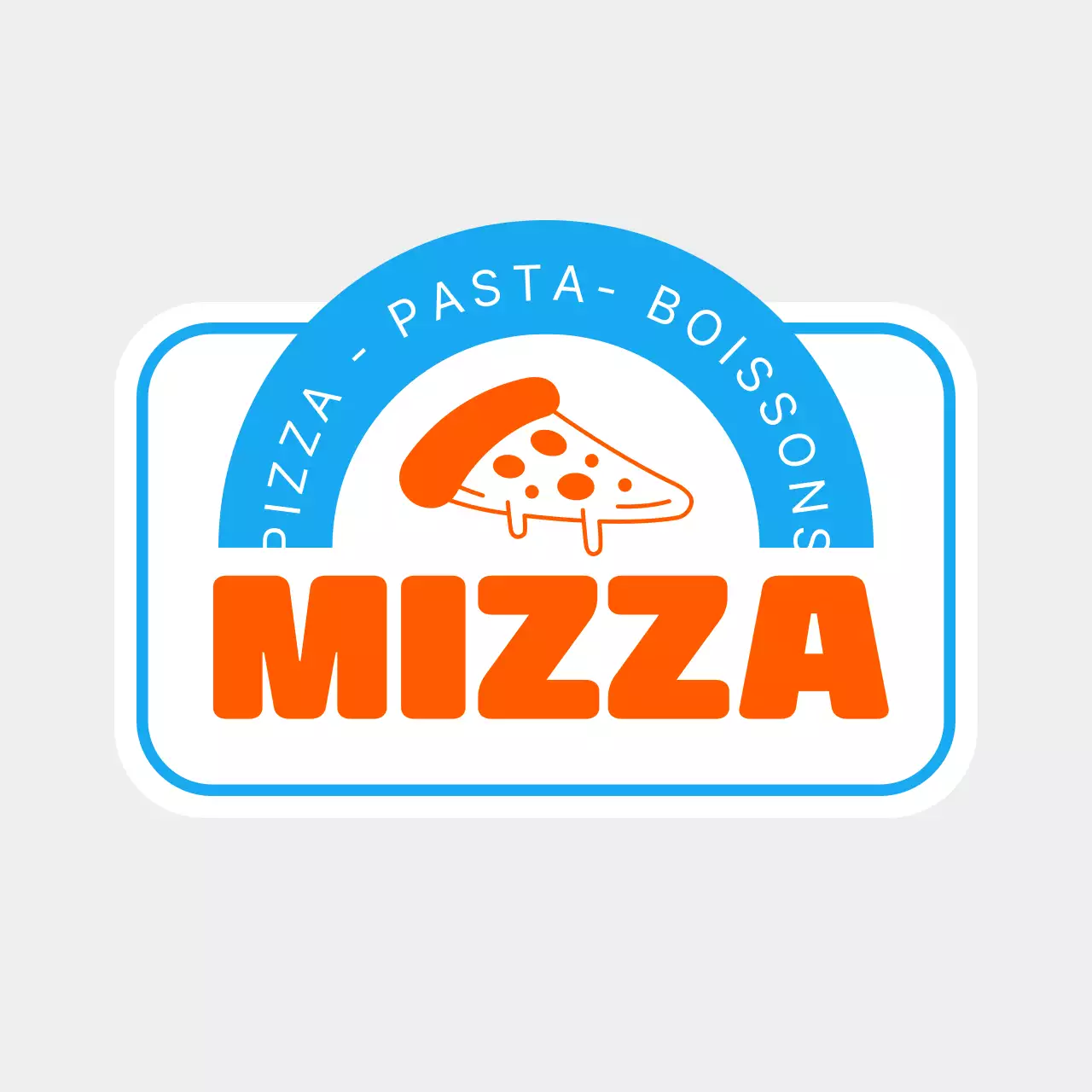 Enseigne rétro et mignonne de point de vente de pizzas avec illustrations colorées de pizzas