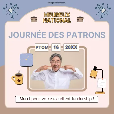 Avis bleu ciel et kaki simple Happy Boss Day