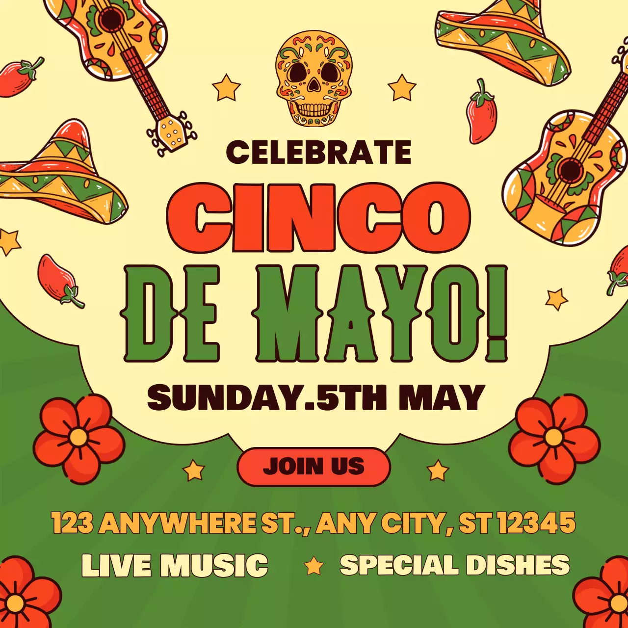 Orange Cultural Festival Invitation Social Media Post