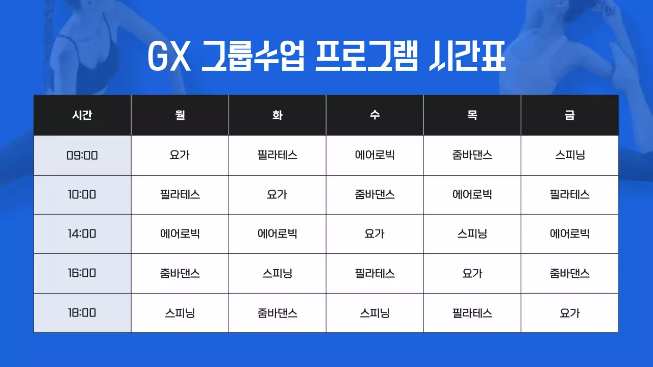 파랑의 심플한 헬스장 안내 공지