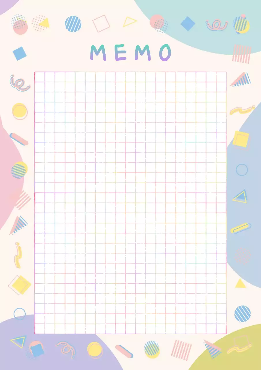 파스텔톤 색상 배경의 핑크색 계열 반짝이는 선이 있는 모눈종이 메모지