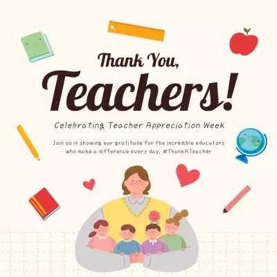 Beige and Red Teacher Appreciation Week Greeting