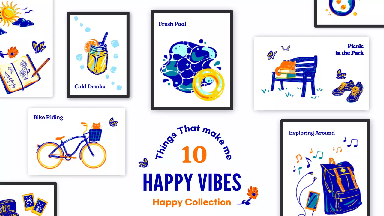 파랑색과 주황색의 행복한 전시회