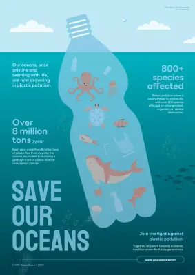 Blue Modern Ocean Awareness Promotion Poster