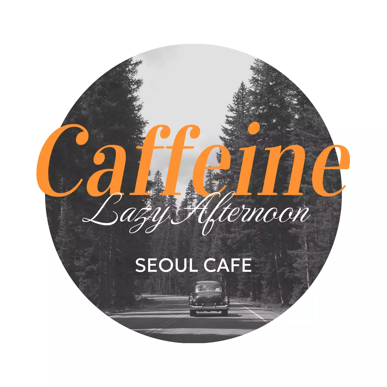 블랙과 오렌지의 원형 프레임 빈티지 굿즈