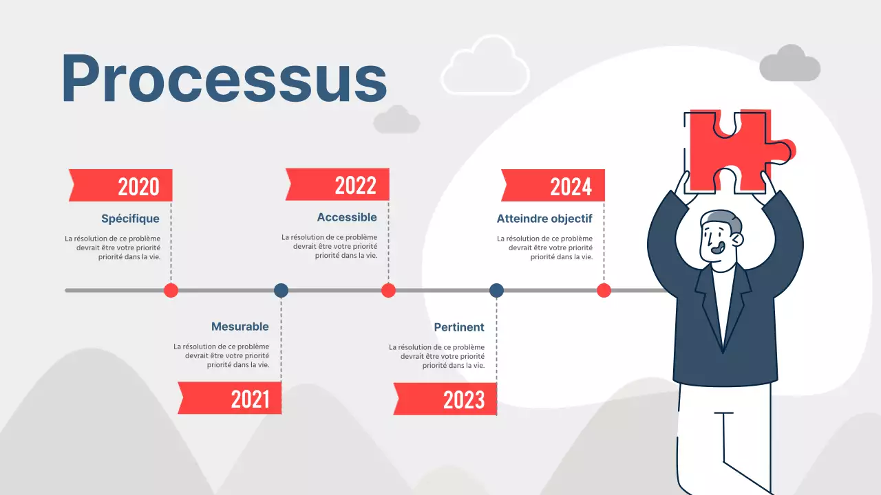 Proposition de buts et d'objectifs simples en rouge et en bleu marine