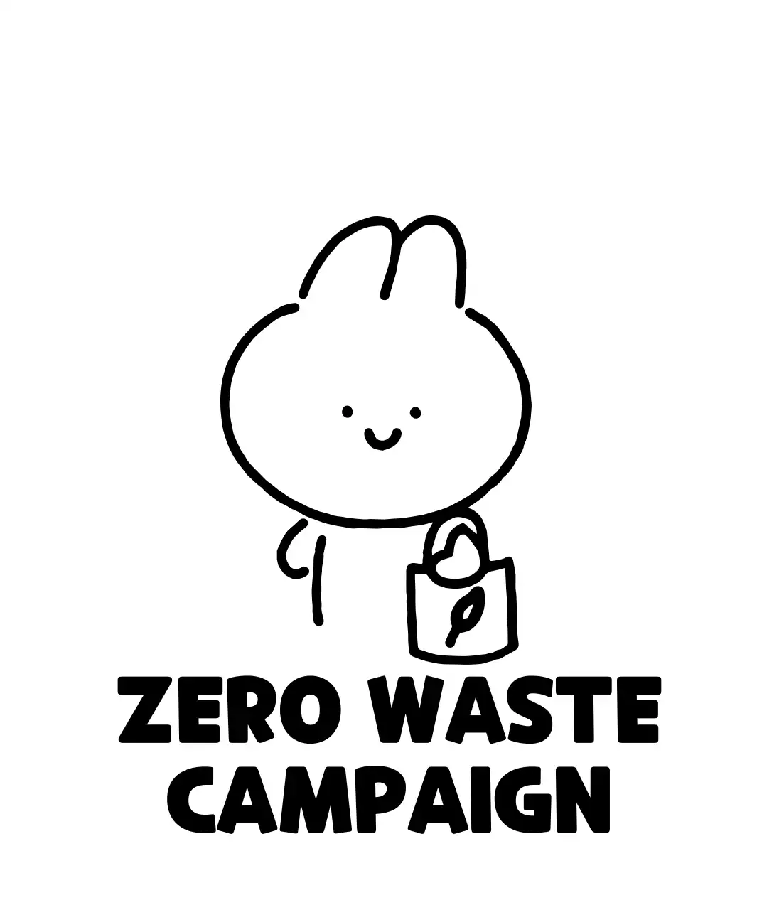 귀여운 손그림 토끼 일러스트가 있는 제로웨이스트 캠페인