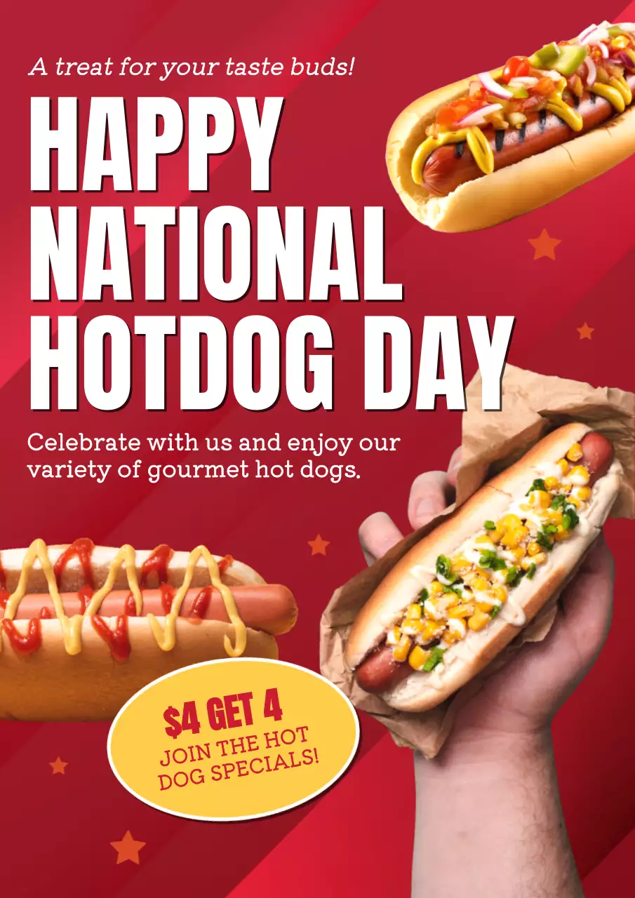Red Bold Hotdog Promotion Poster