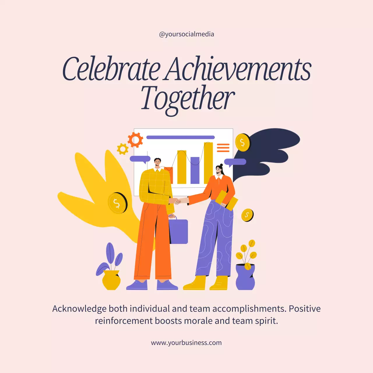 Yellow Modern Teamwork Advertisement Social Media Post