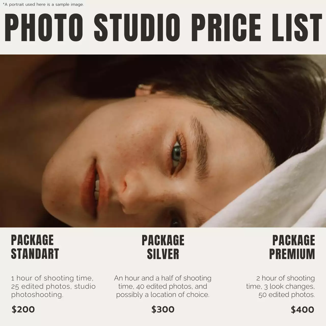 Beige Modern Photo Price List Social Media Post