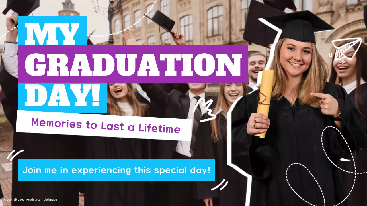 Purple Trendy Graduation Invitation YouTube Thumbnail