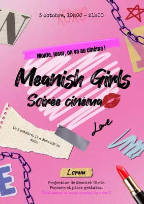 Publicité pour la soirée cinéma de Pink pop