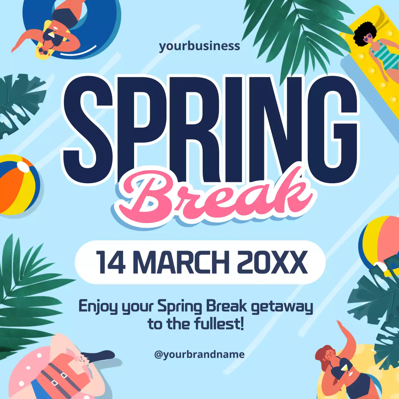 Blue Trendy Vacation Promotion Social Media Post