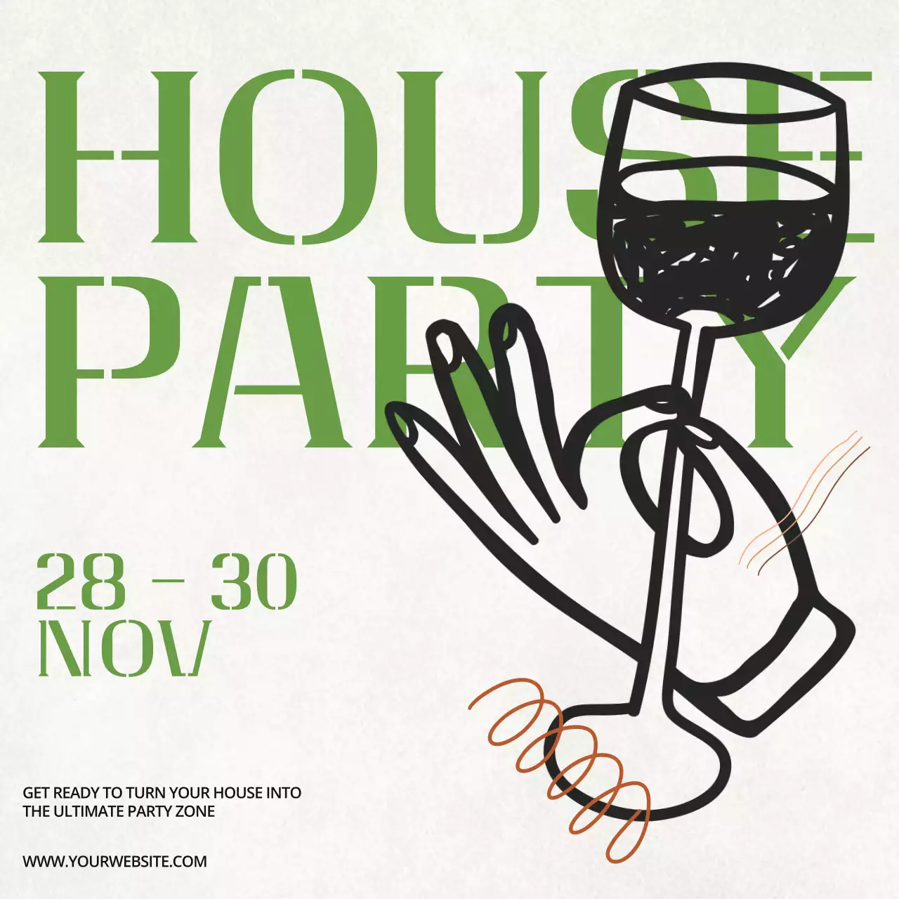 하우스 파티 초대장 화이트 그린