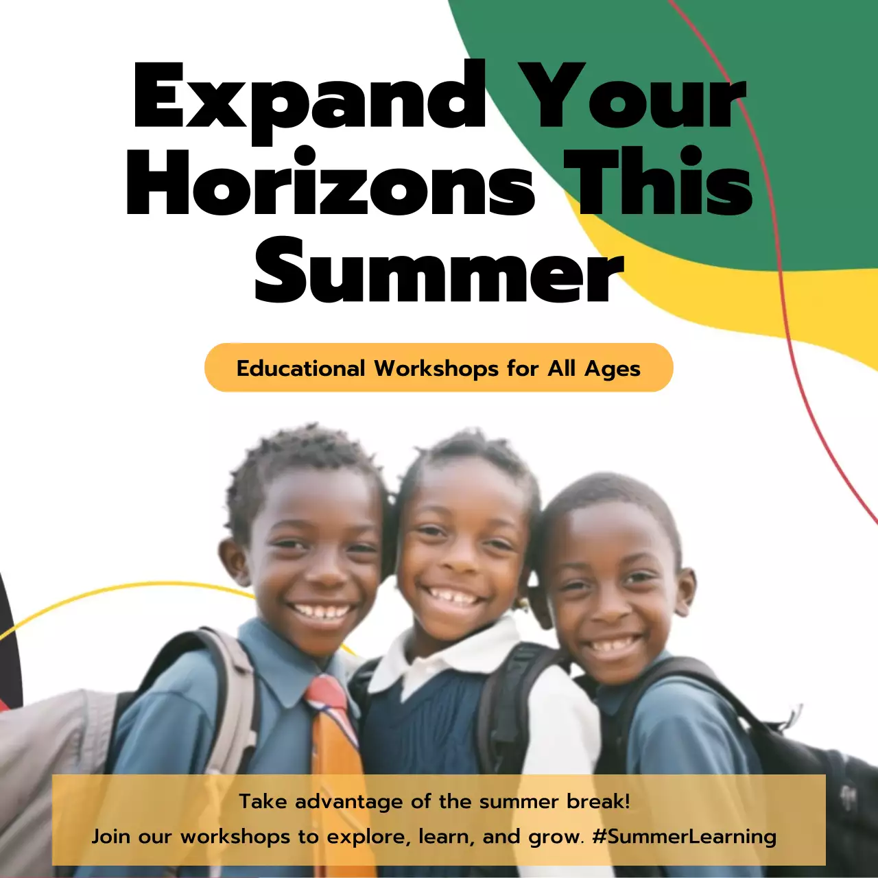 Yellow Modern Summer Workshops Promotion Social Media Post