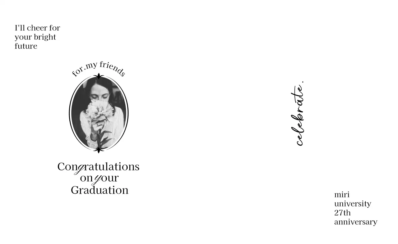 꽃과 사진이 있는 고급스러운 느낌의 졸업 기념