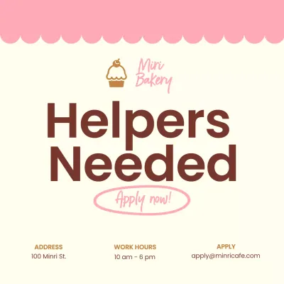 Pink Minimal Bakery Recruitment Instagram Post