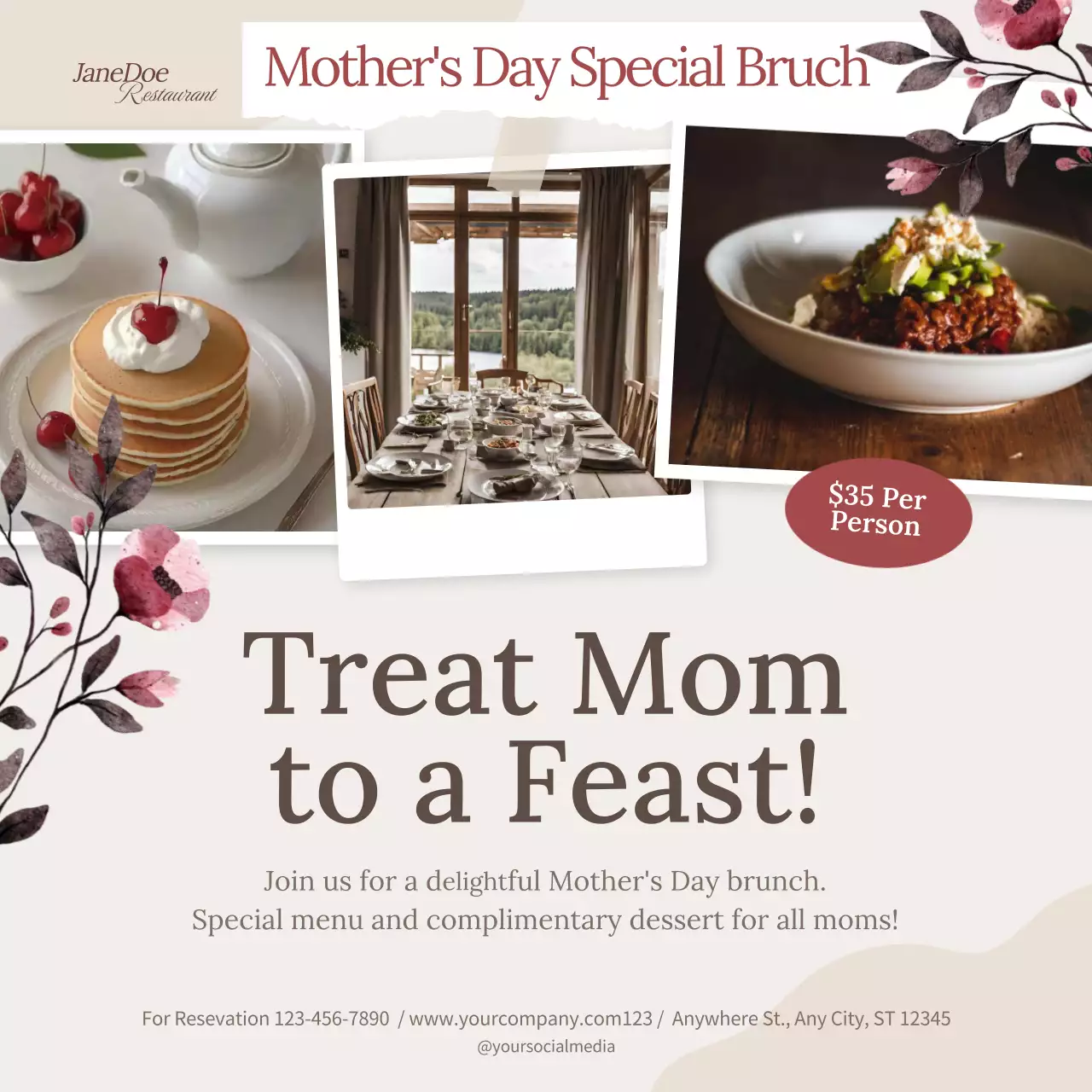 Beige Elegant Mother's Day Promotion Social Media Post
