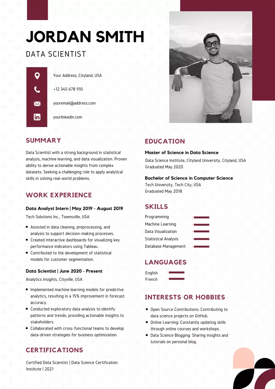 Maroon Modern Data Resume