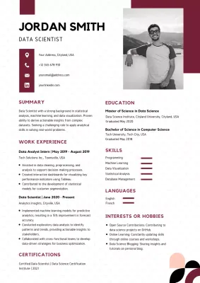 Maroon Modern Data Resume