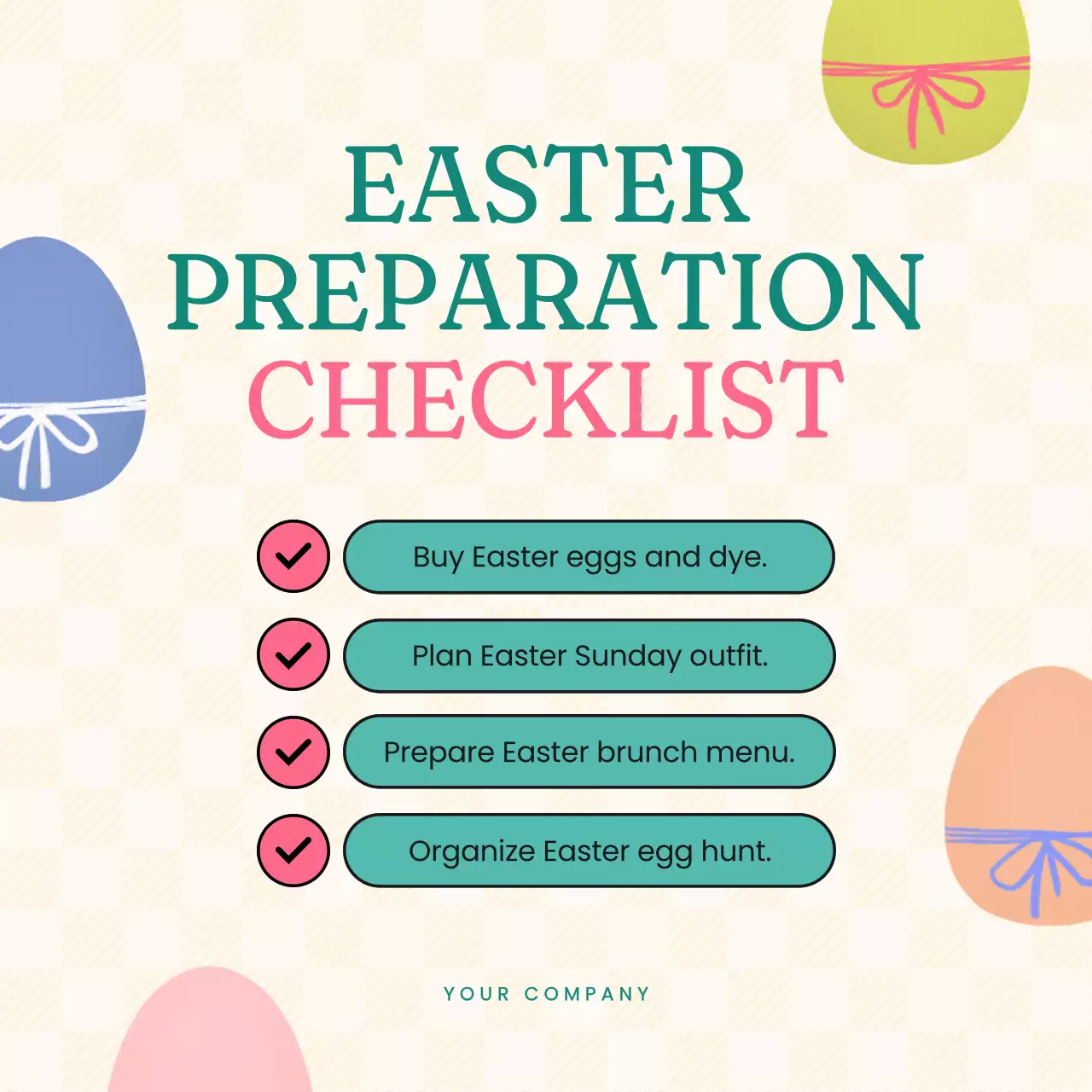 Pastel Minimal Easter Checklist Social Media Post