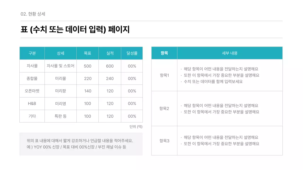 민트와 흰색의 심플한 기업 보고서