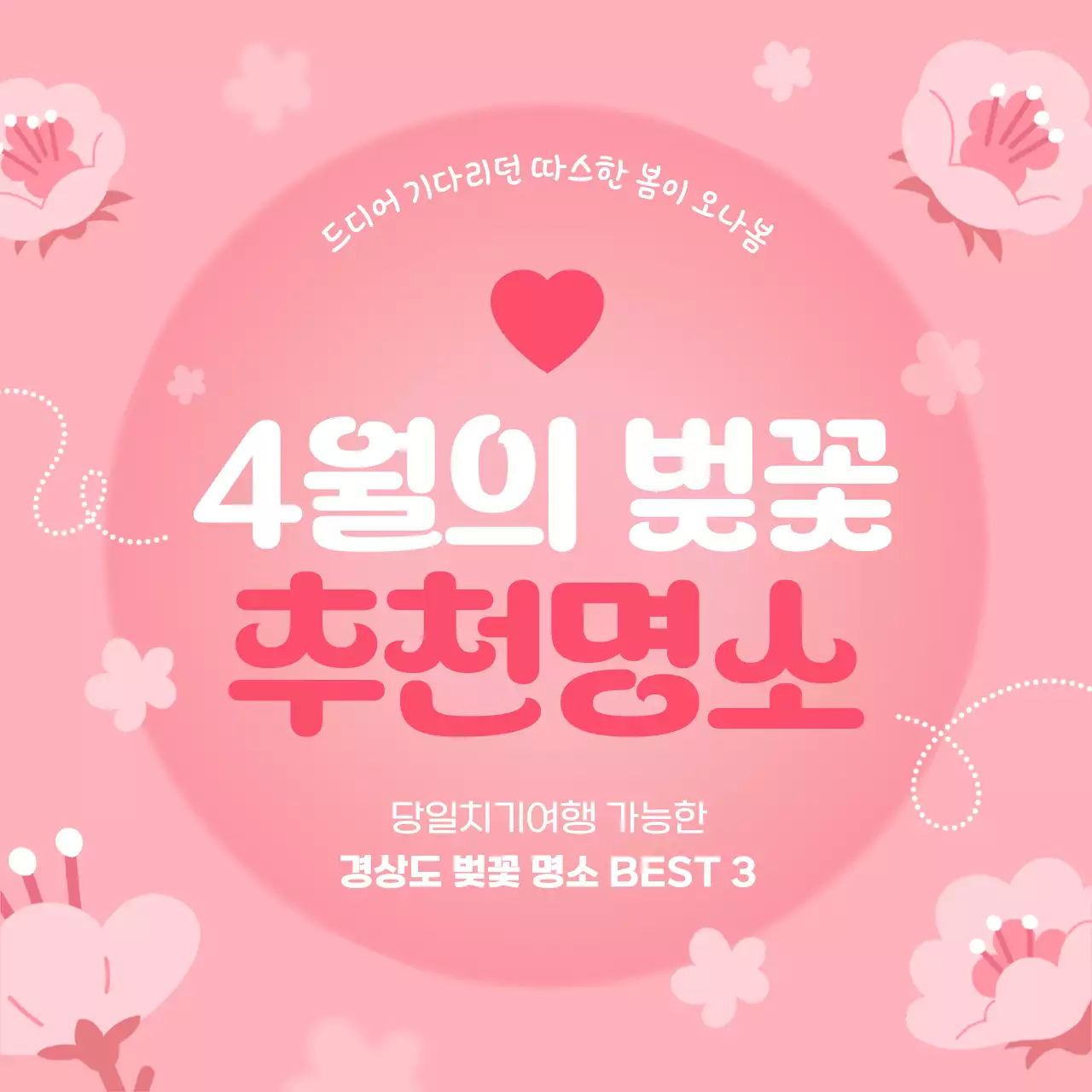 핑크색과 흰색의 아기자기한 벚꽃 명소 소개서